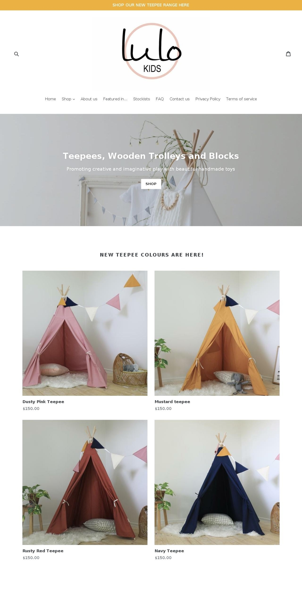 lulokids.com.au shopify website screenshot