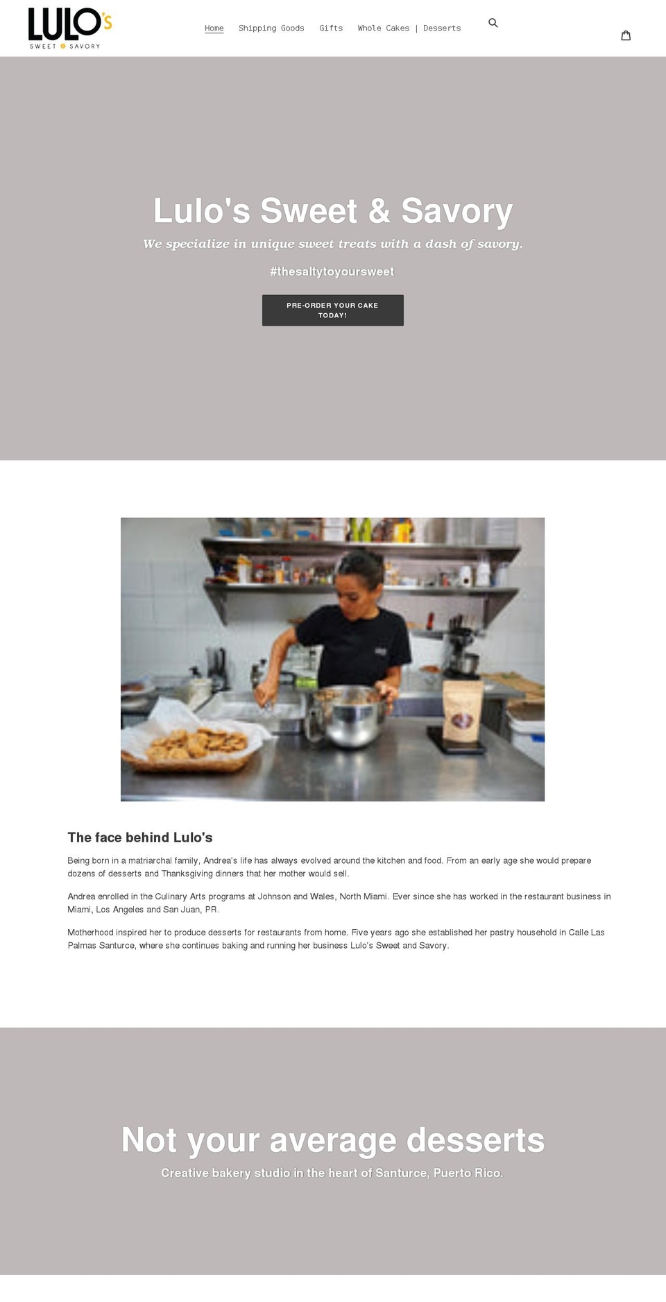 lulossweets.com shopify website screenshot
