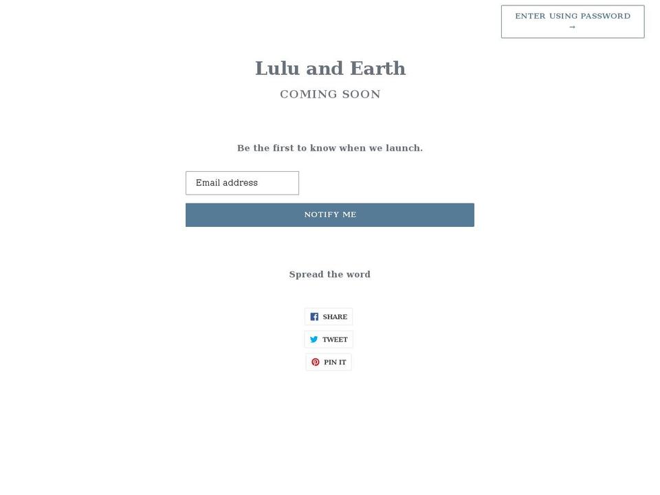 lulu-and-earth.com shopify website screenshot
