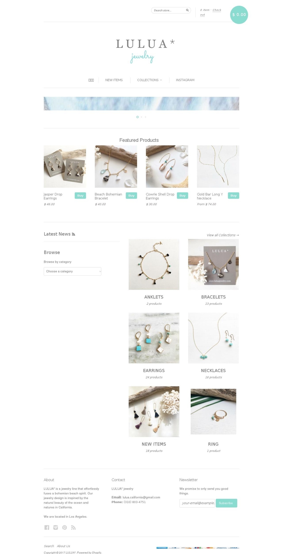 luluajewelry.com shopify website screenshot