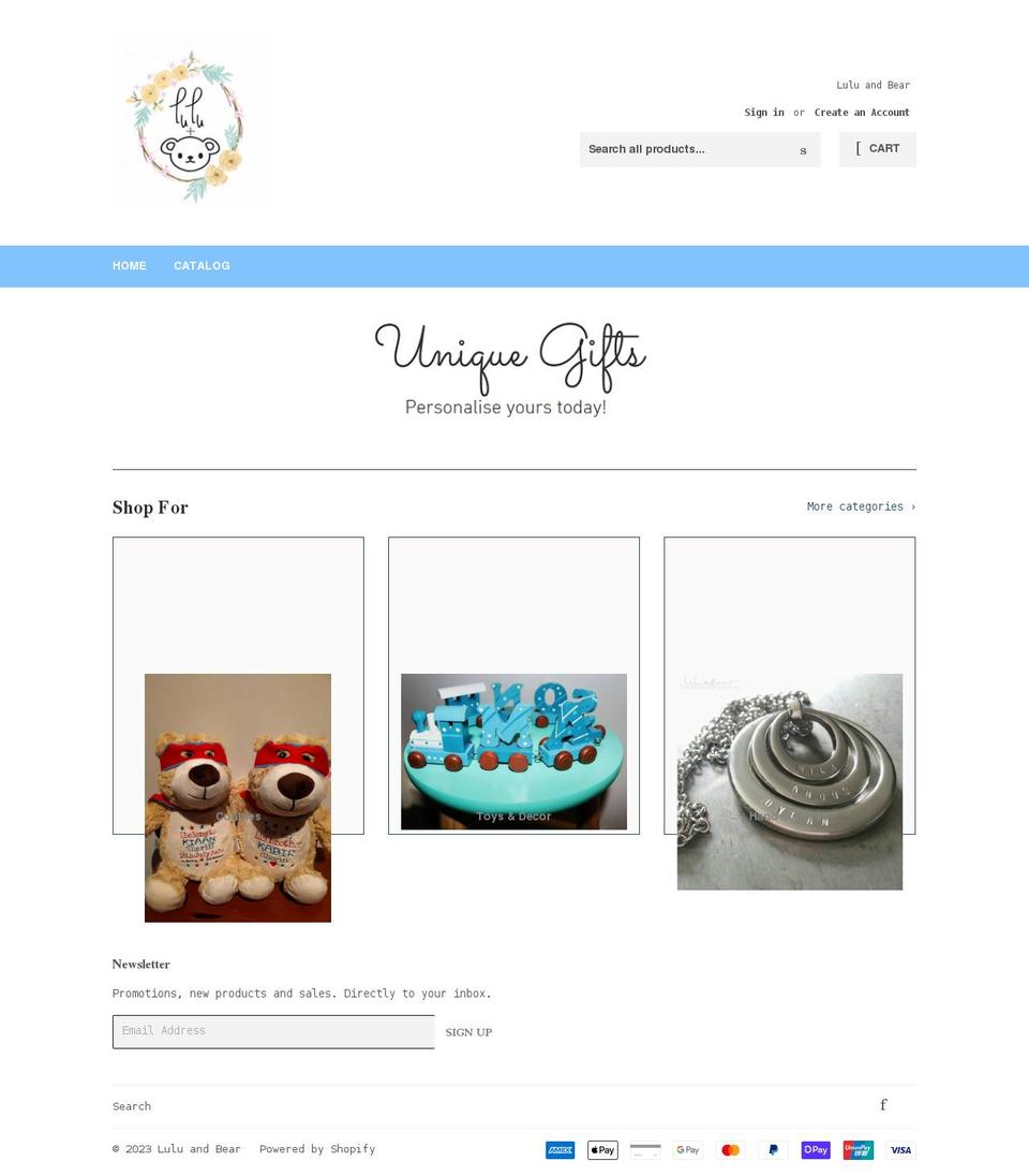 luluandbear.com.au shopify website screenshot