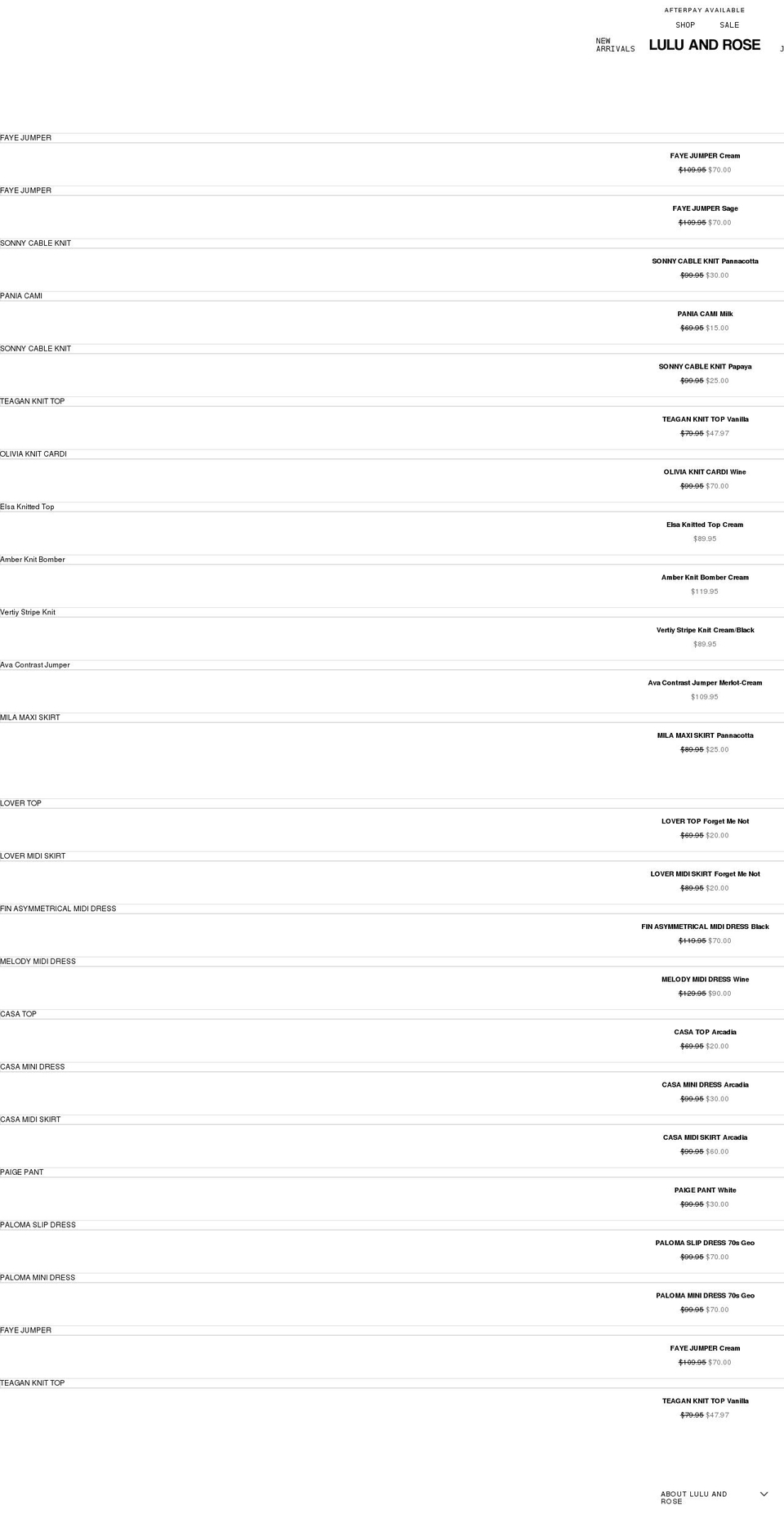 luluandrose.com.au shopify website screenshot