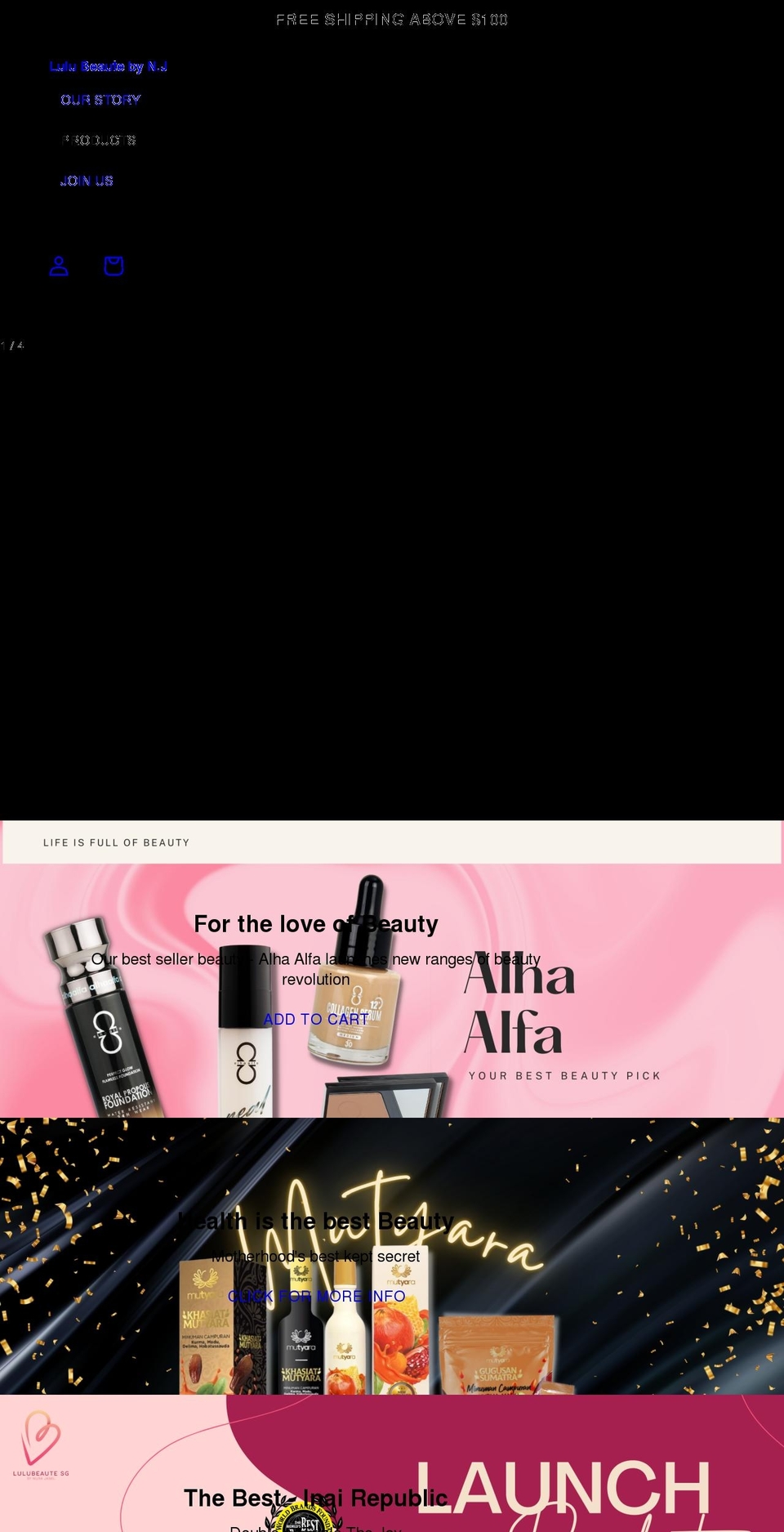 lulubeaute.sg shopify website screenshot