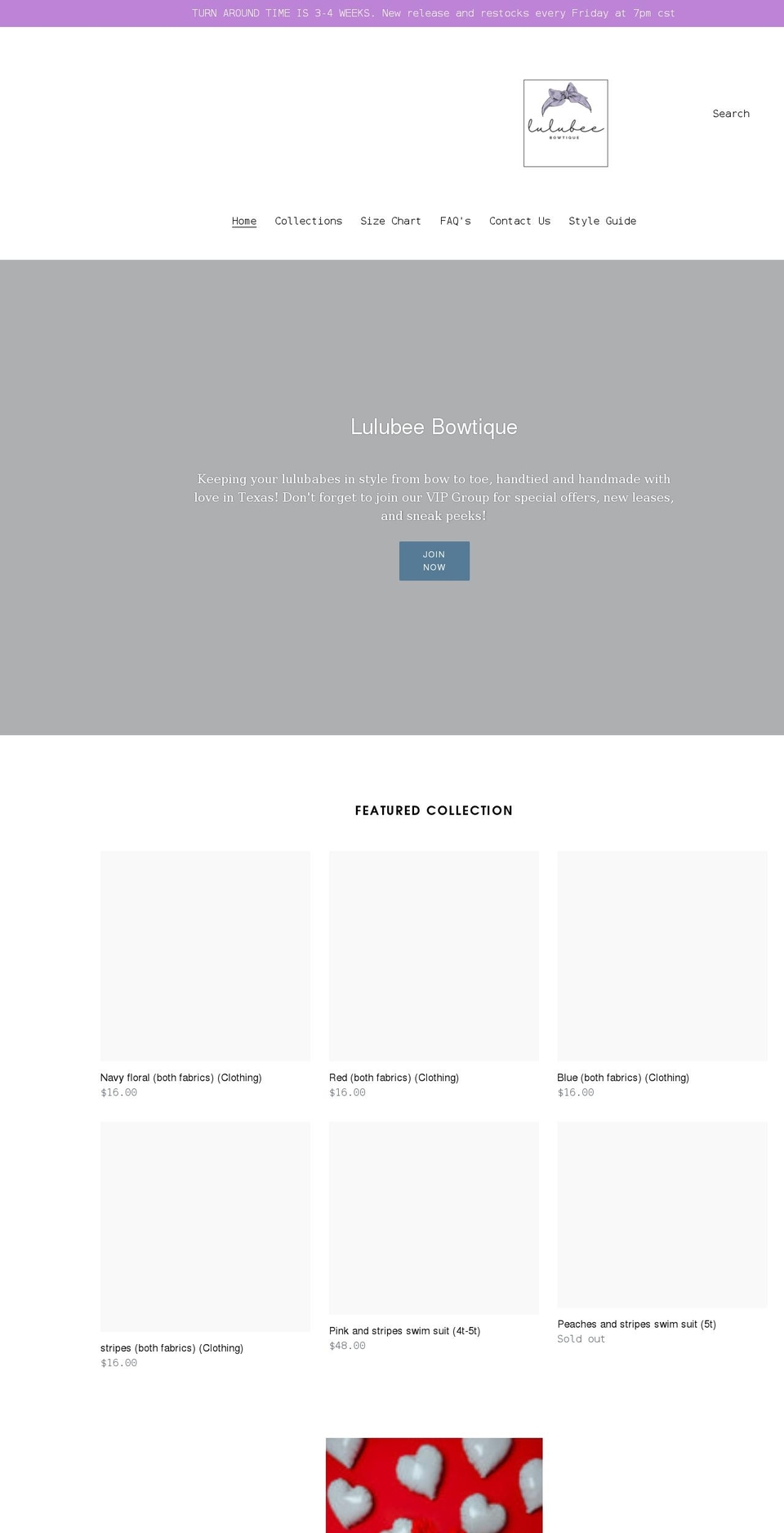 lulubeebowtique.com shopify website screenshot