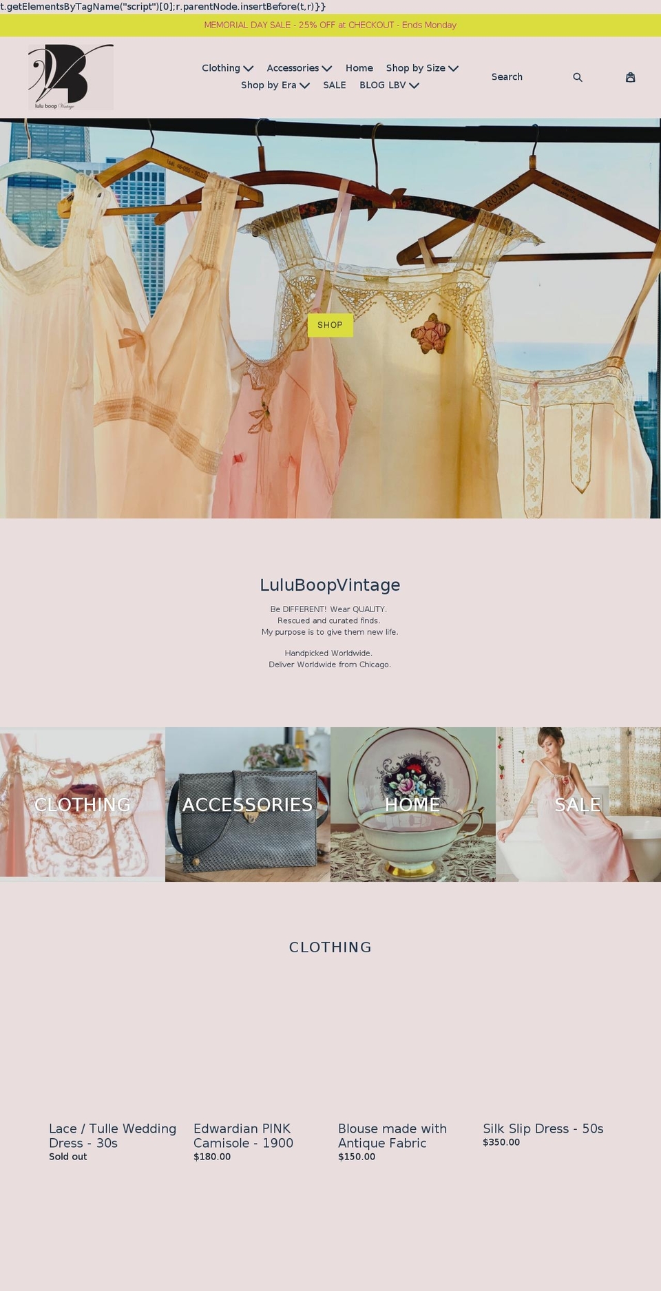 luluboopvintage.com shopify website screenshot