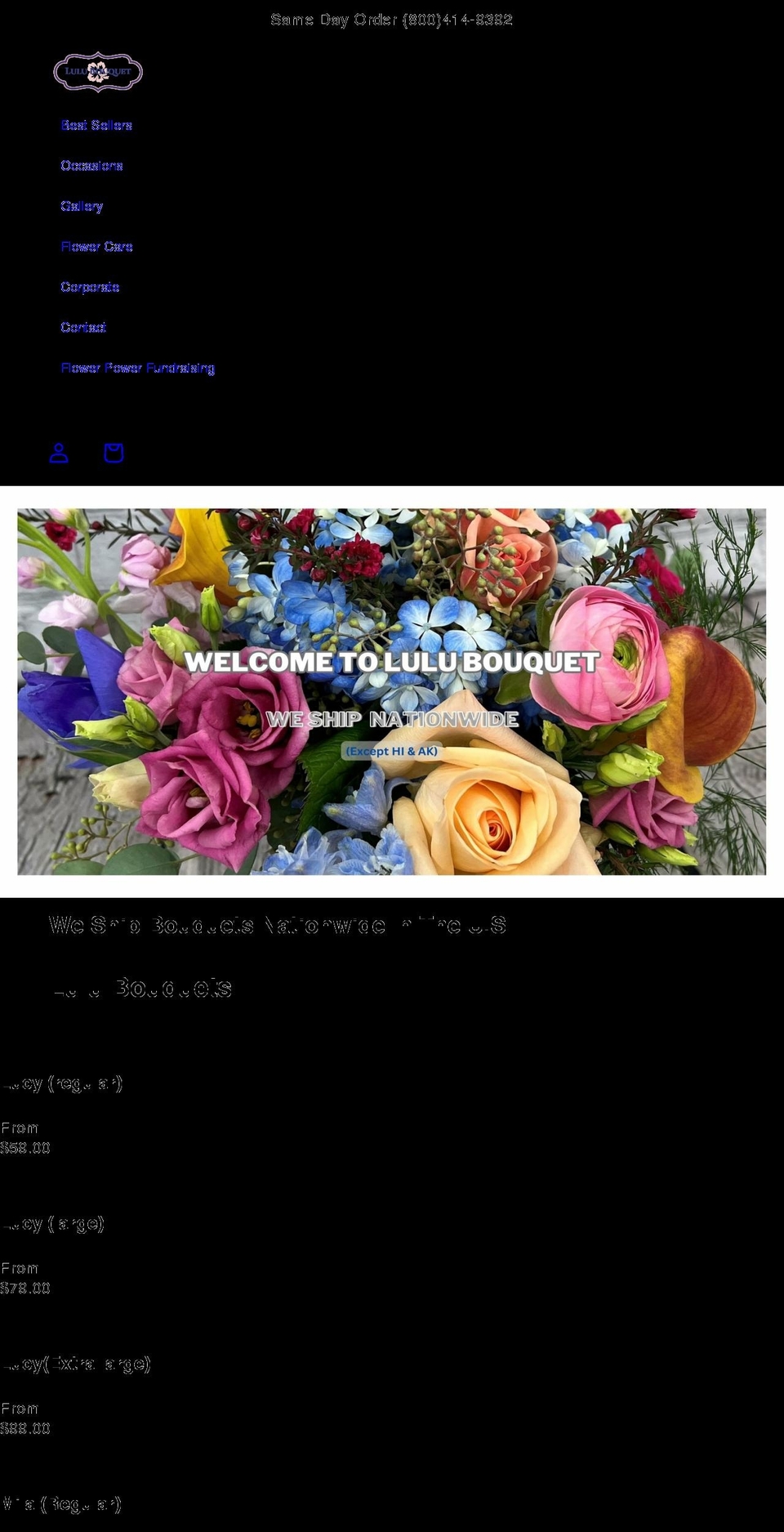 lulubouquet.com shopify website screenshot