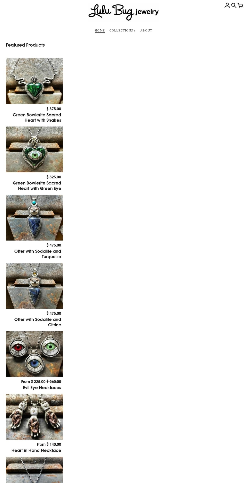 lulubugjewelry.net shopify website screenshot