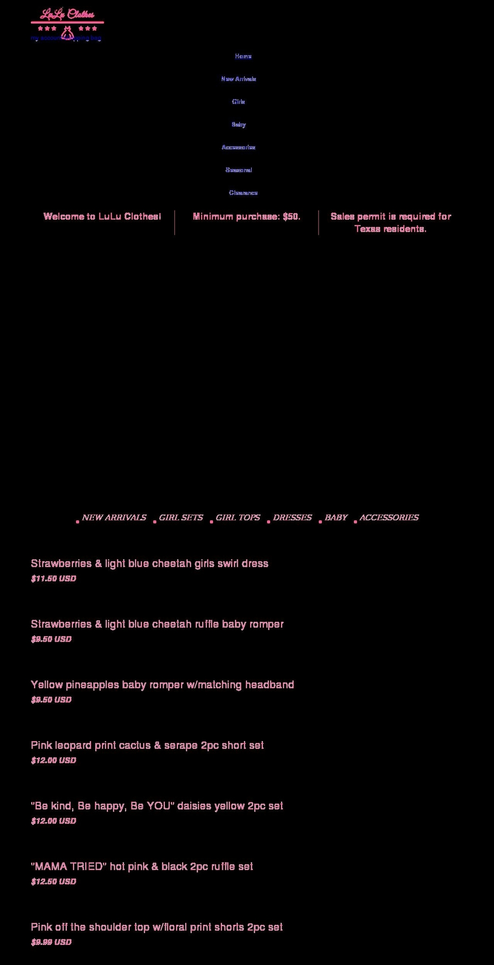 luluclothes.com shopify website screenshot