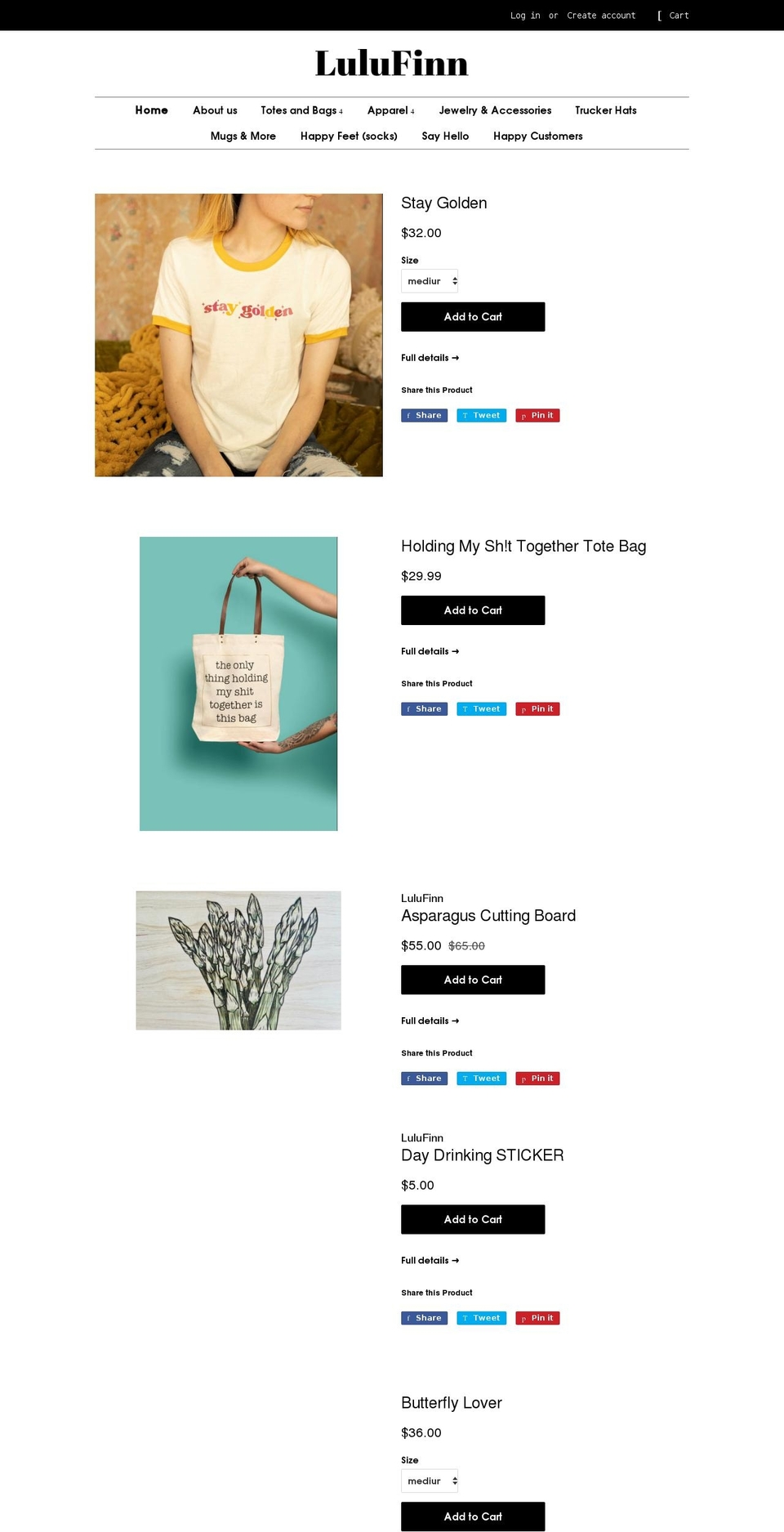 lulufinn.com shopify website screenshot