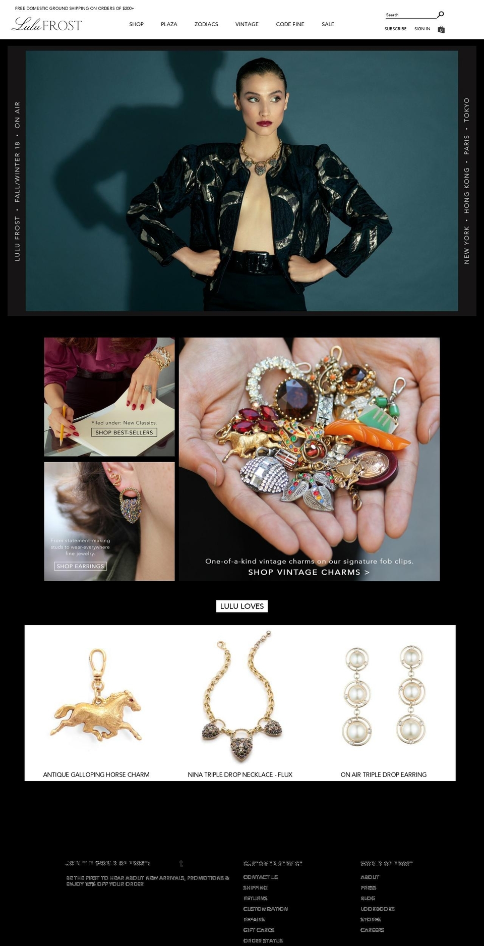 lulufrost.com shopify website screenshot