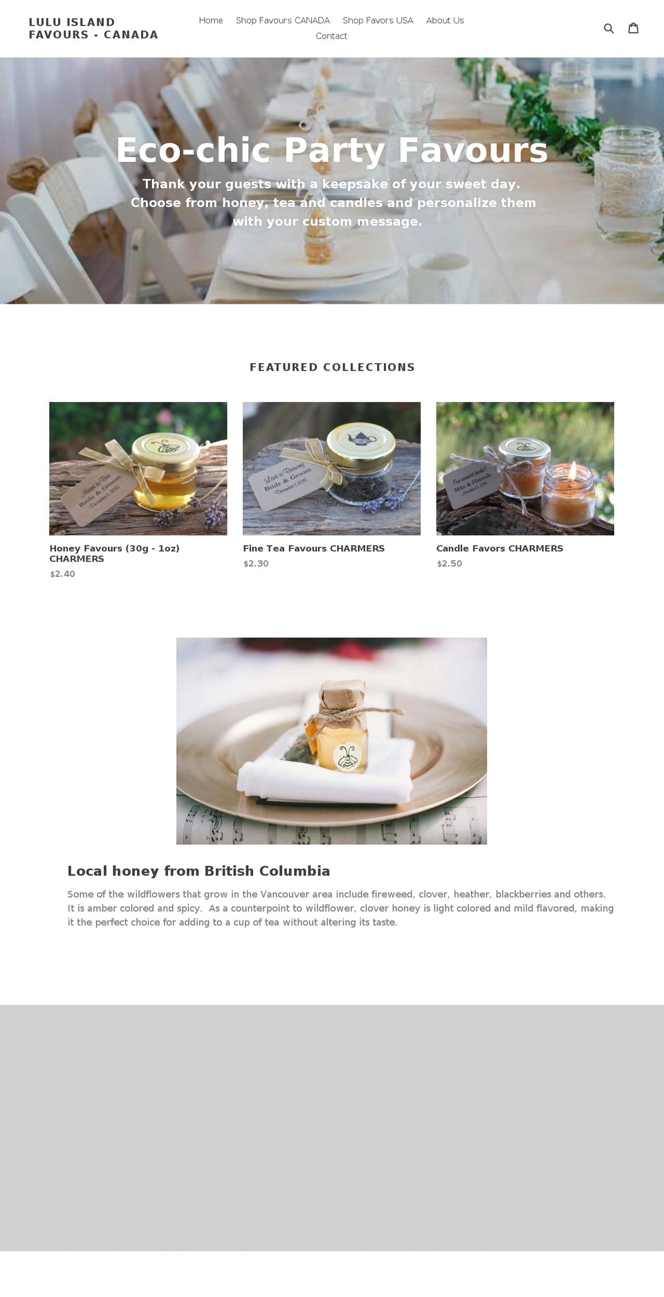luluislandfavours.ca shopify website screenshot