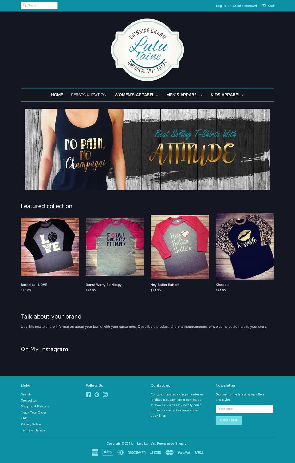 lululaine.com shopify website screenshot