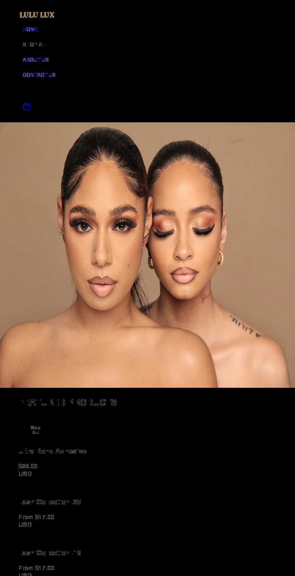 lululuxlash.com shopify website screenshot