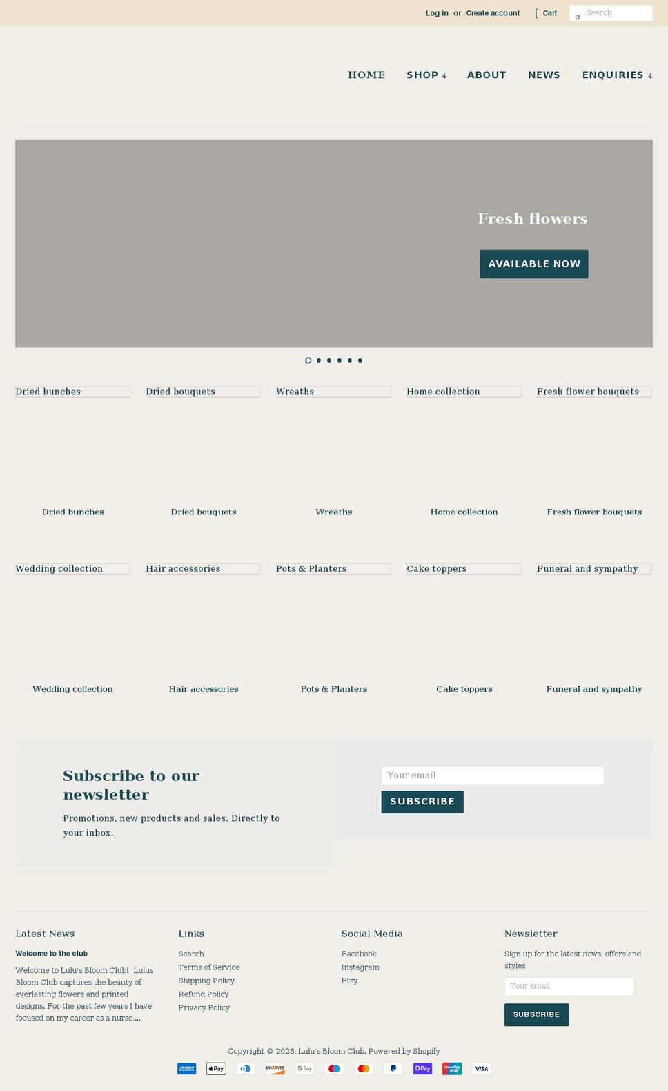 lulusbloomclub.co.uk shopify website screenshot