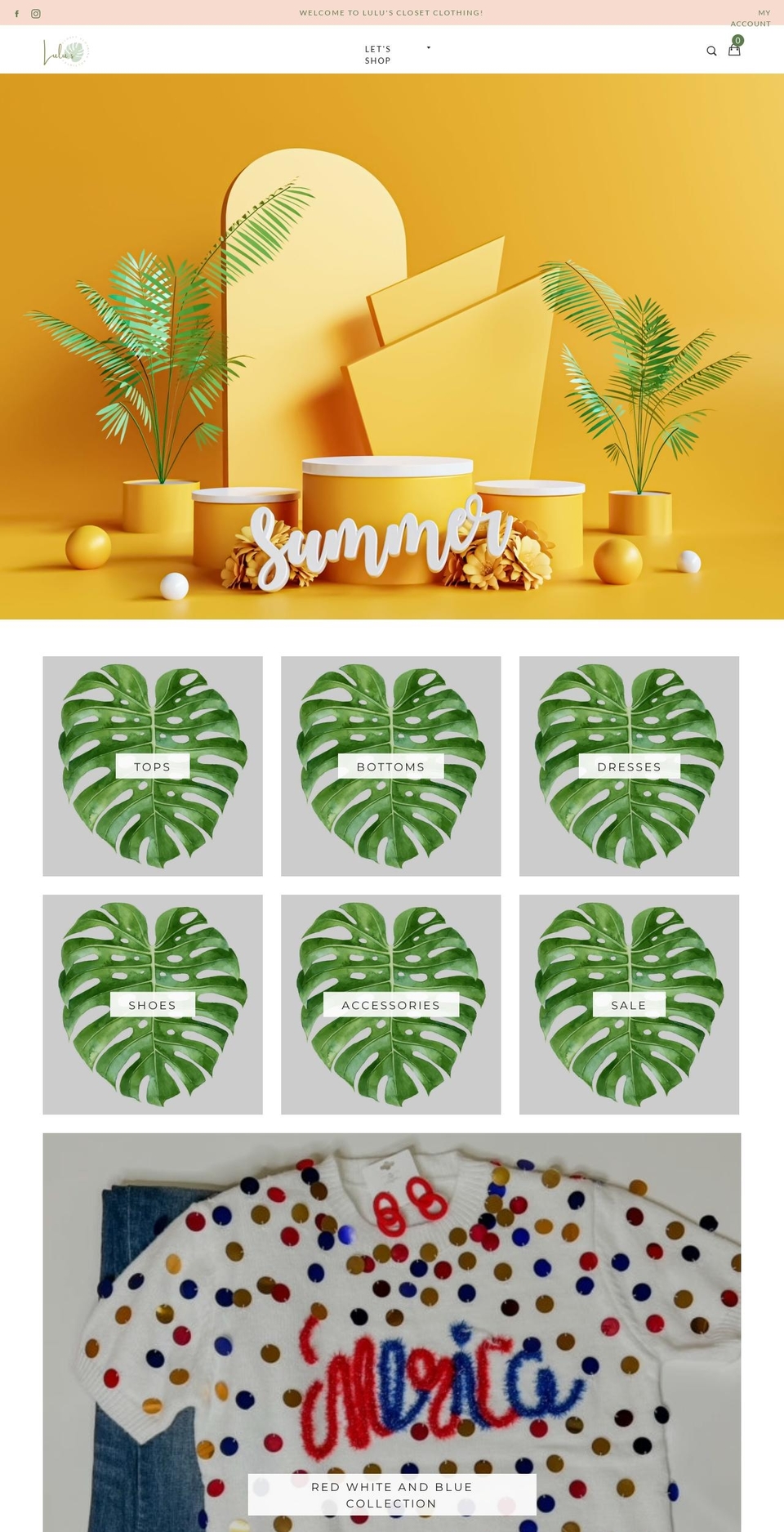 lulusclosetclothing.com shopify website screenshot