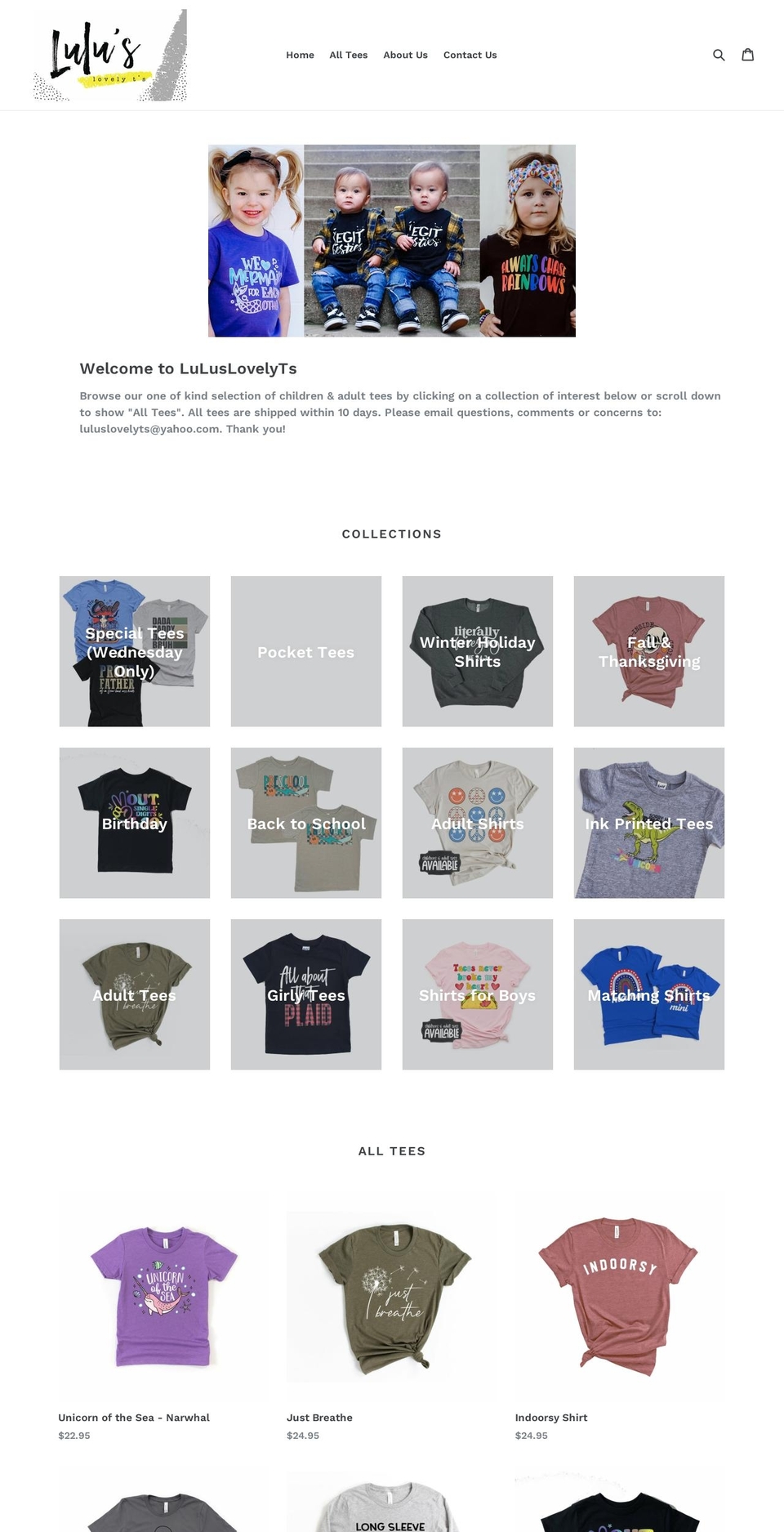 luluslovelyts.com shopify website screenshot