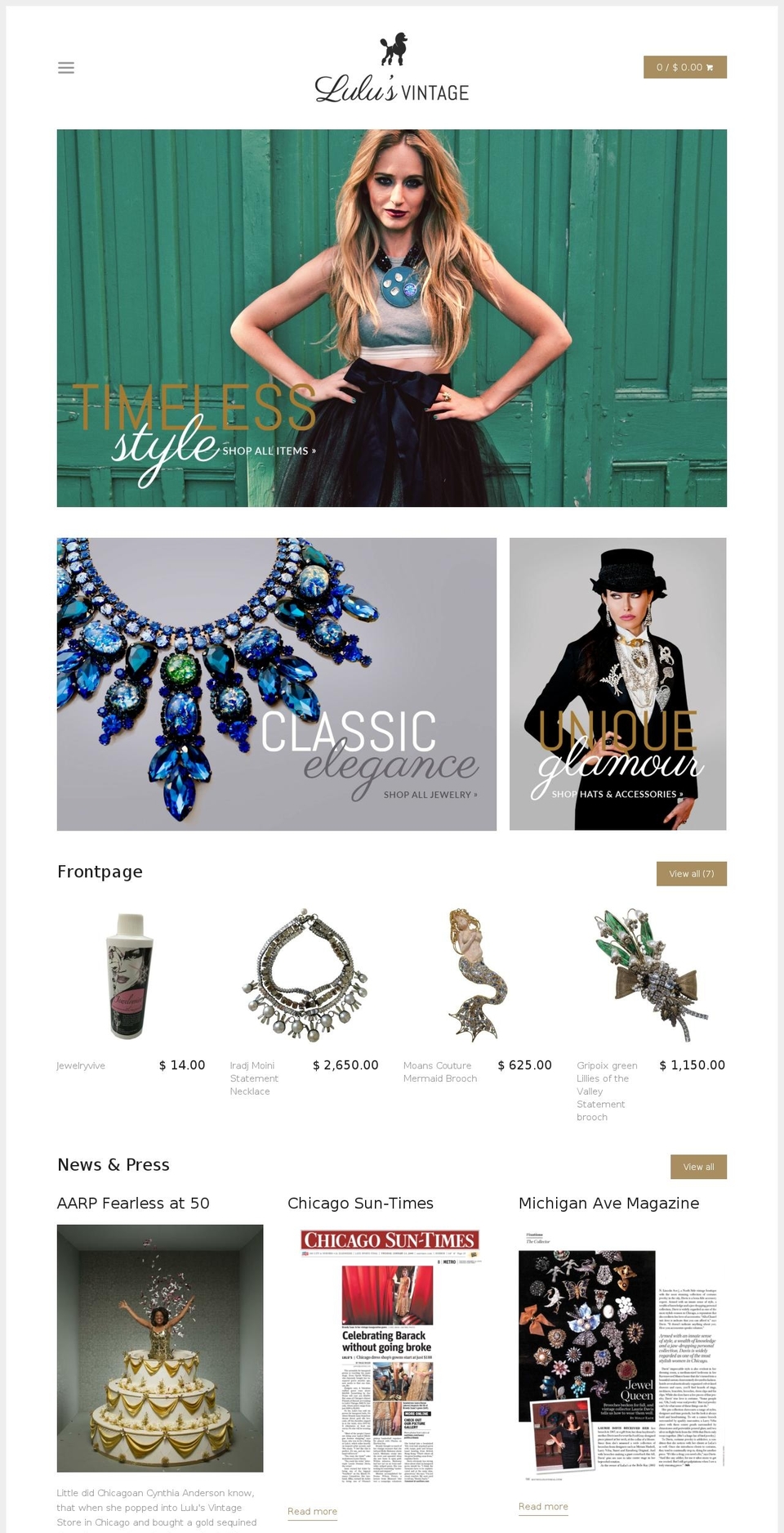 lulusvintagestore.com shopify website screenshot