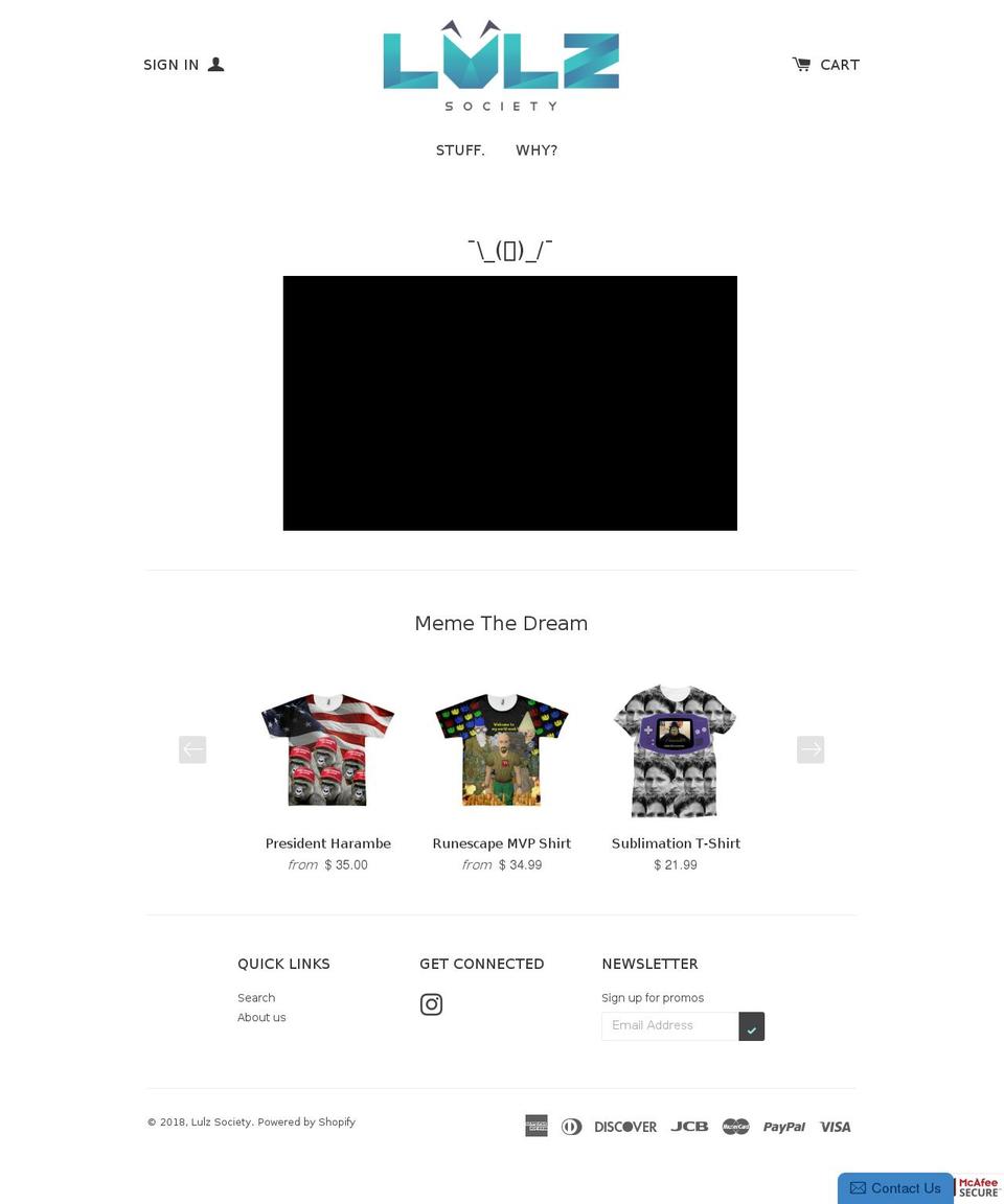 lulzsociety.com shopify website screenshot