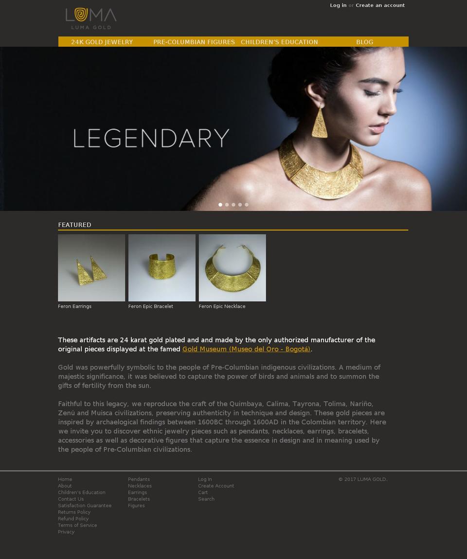 luma-gold.com shopify website screenshot