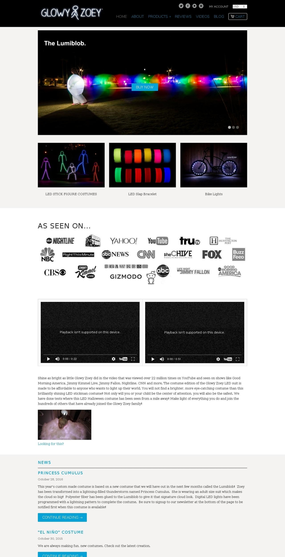 lumablob.com shopify website screenshot