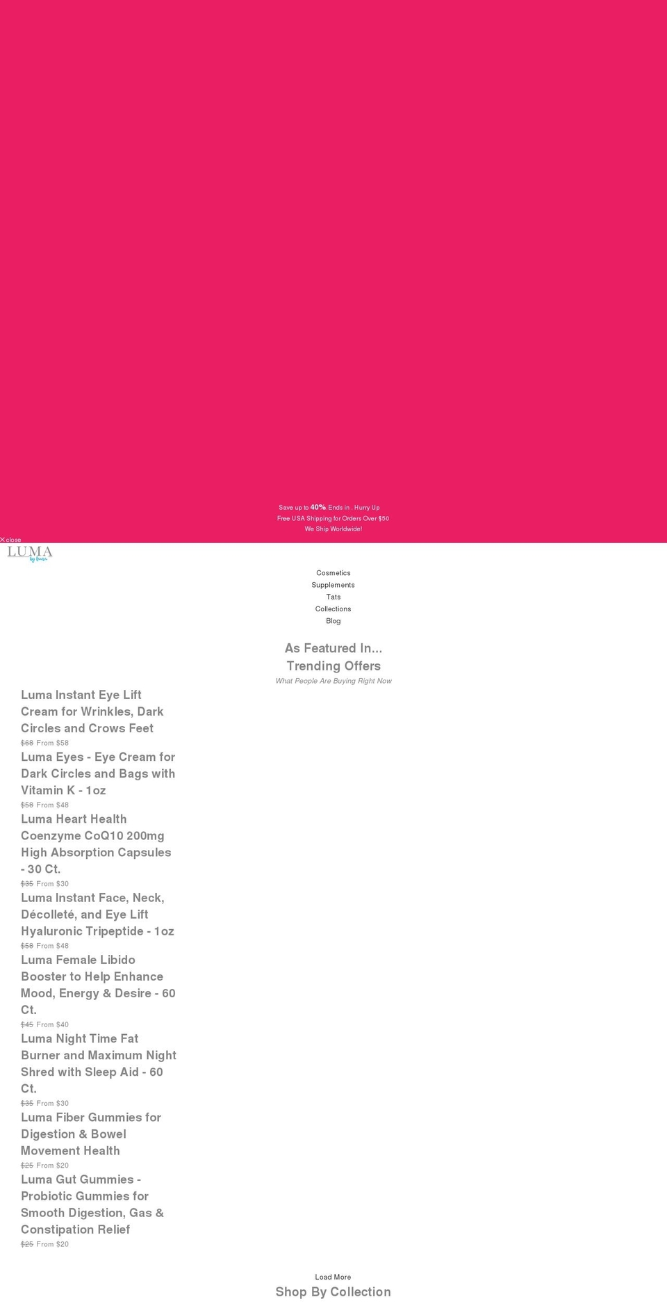 lumabylaura.com — Shopify storefront screenshot