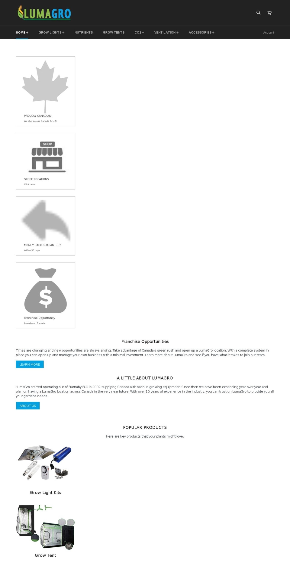 lumagro.com shopify website screenshot