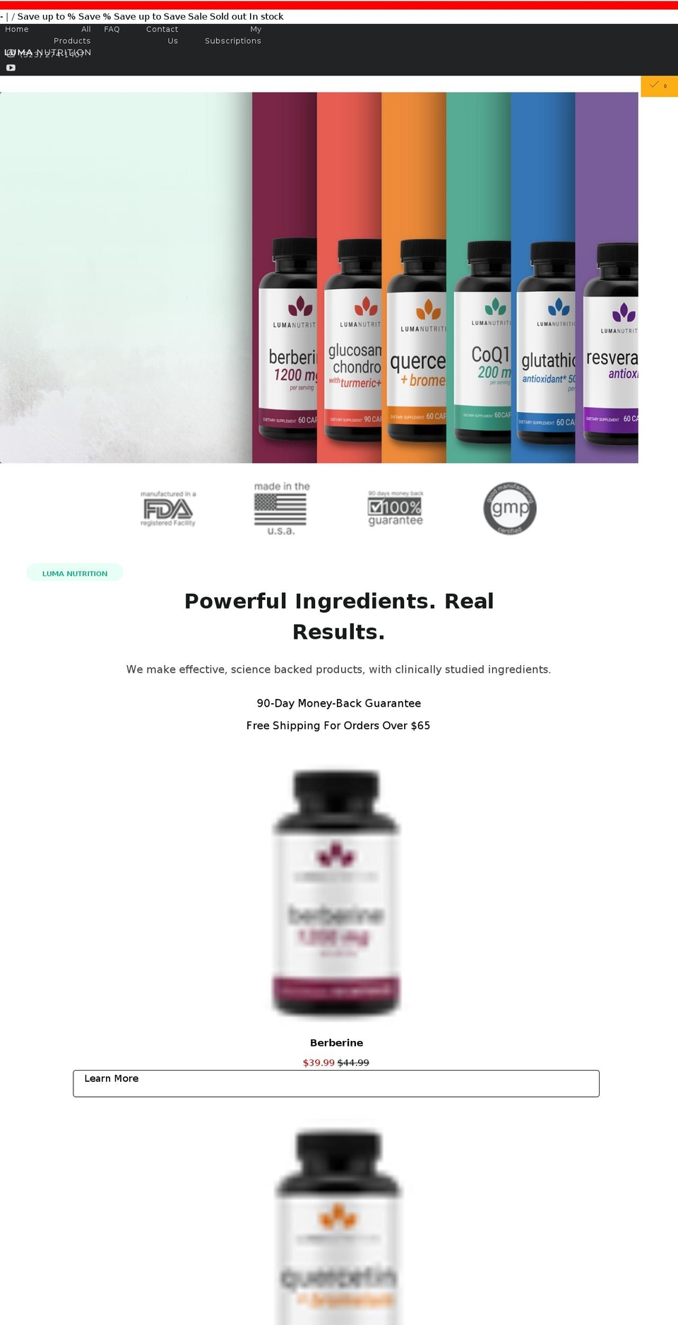 master Shopify theme site example lumanutrition.com