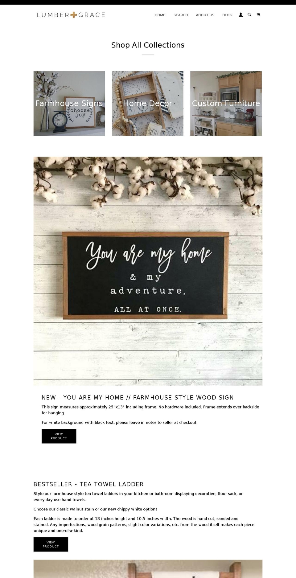 lumberandgrace.com — Shopify storefront screenshot