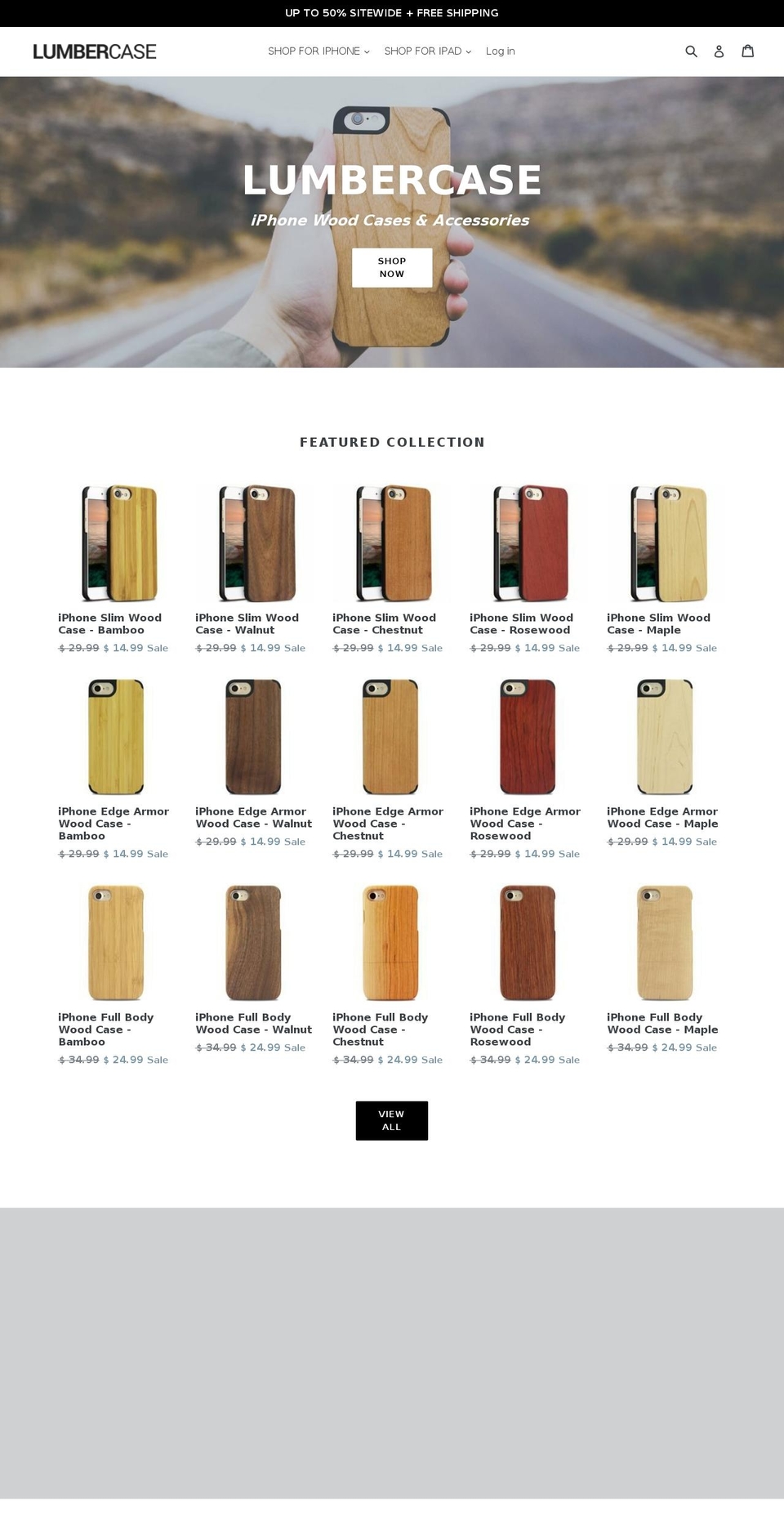lumbercase.ca shopify website screenshot