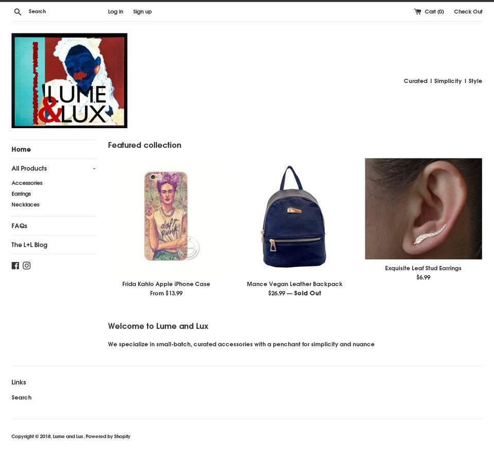 lumeandlux.com — Shopify storefront screenshot