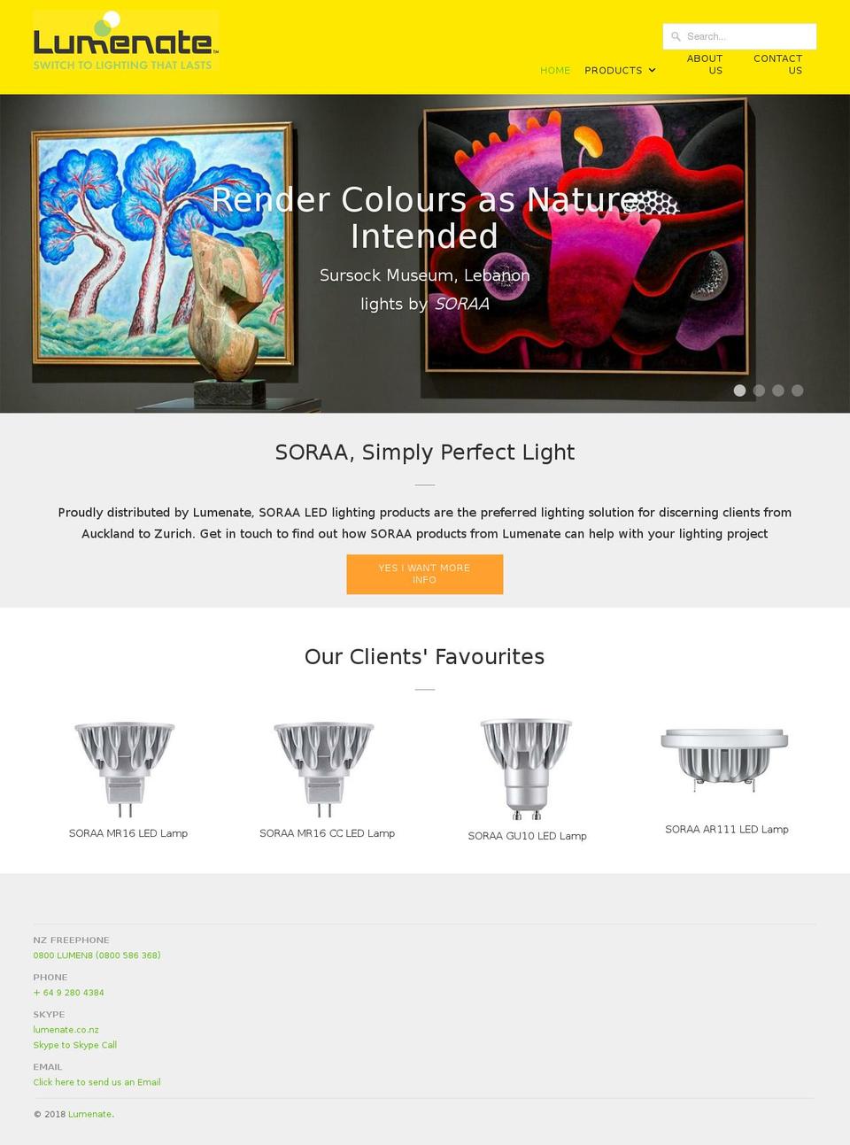 lumenate.lighting shopify website screenshot