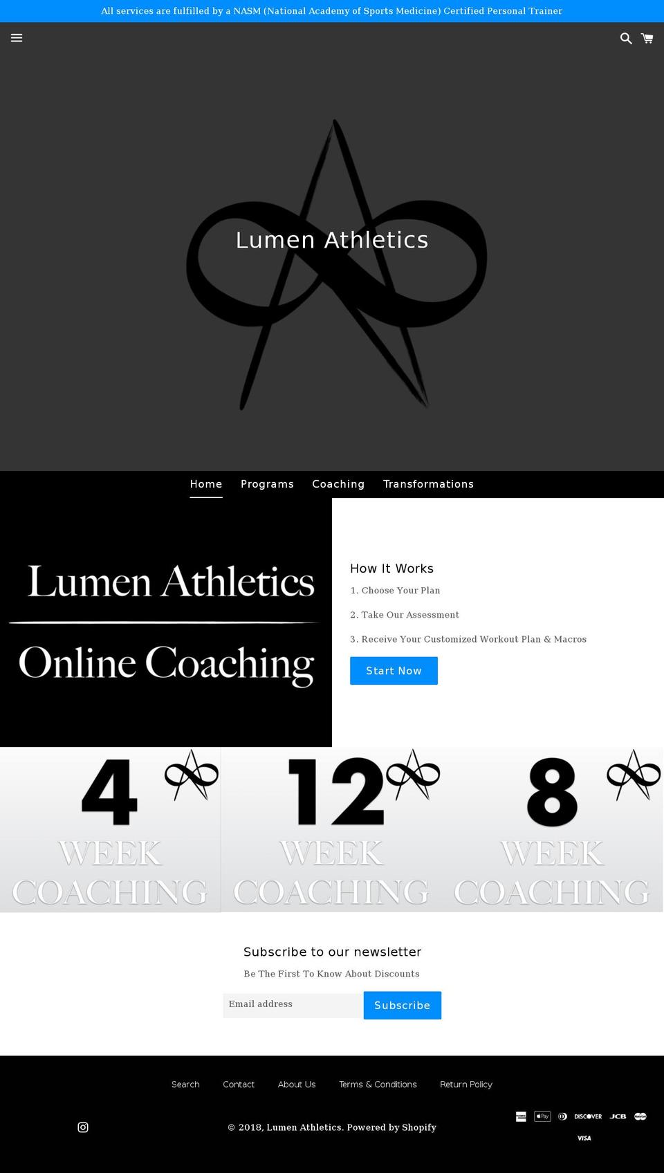 lumenathletics.com — Shopify storefront screenshot