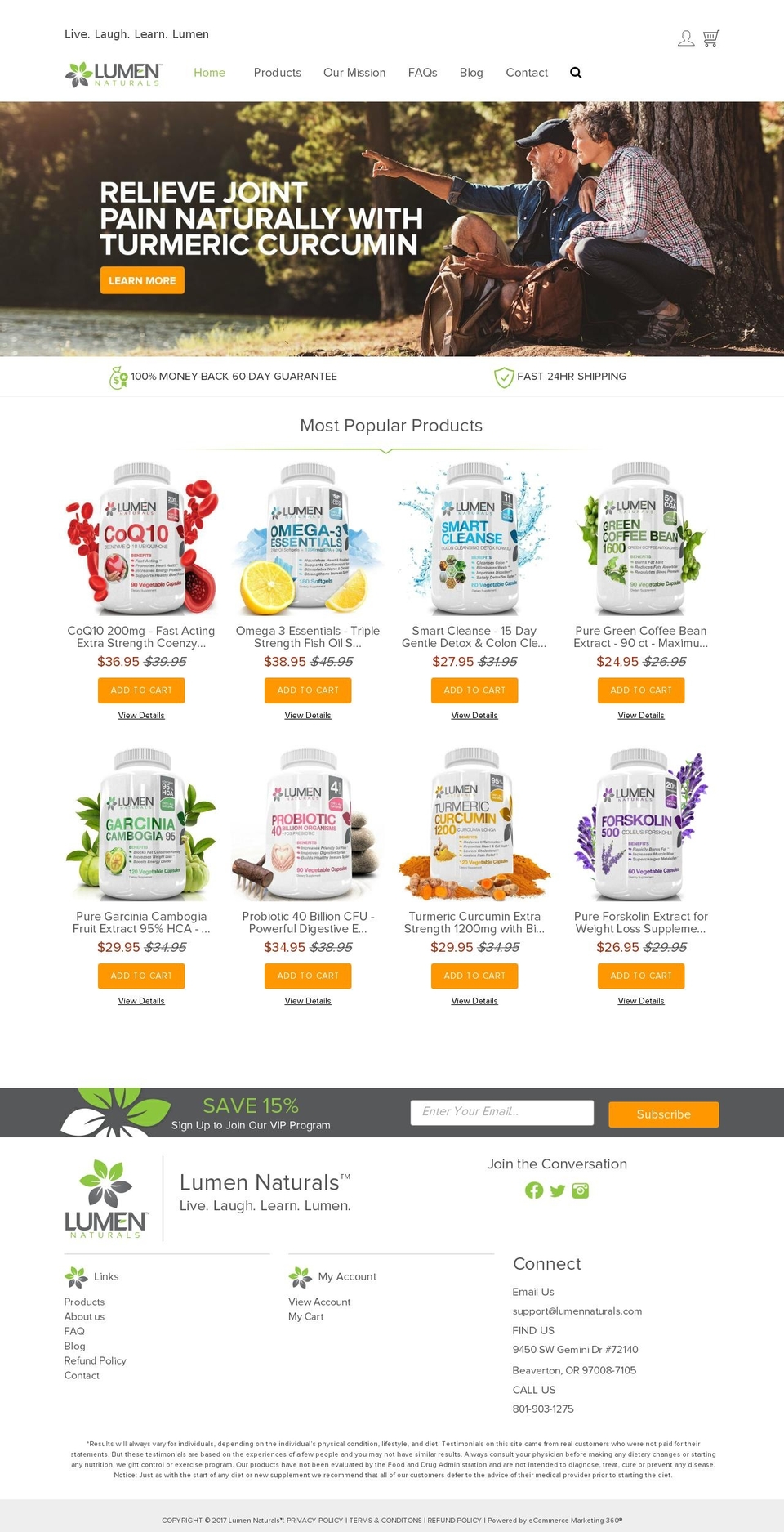lumennaturals.com shopify website screenshot