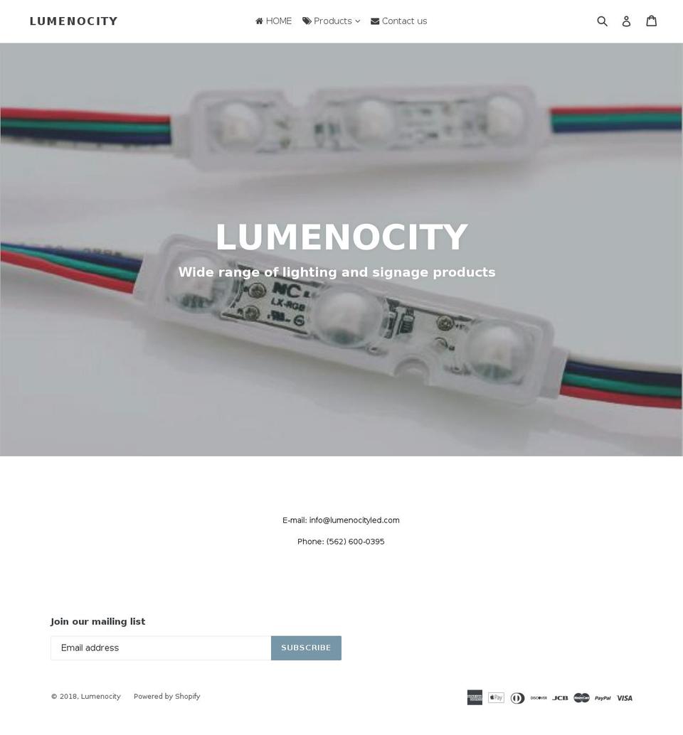 lumenocity-led-lighting-solutions.myshopify.com shopify website screenshot