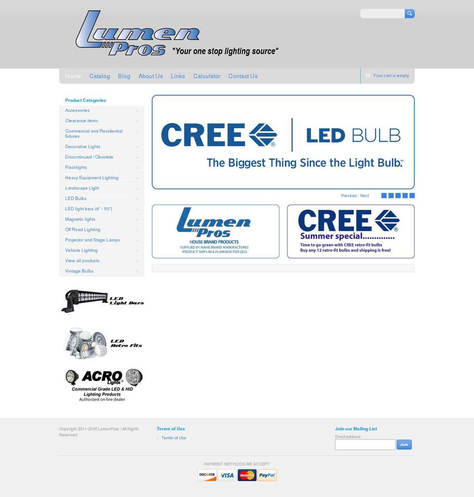 lumenpros.com shopify website screenshot