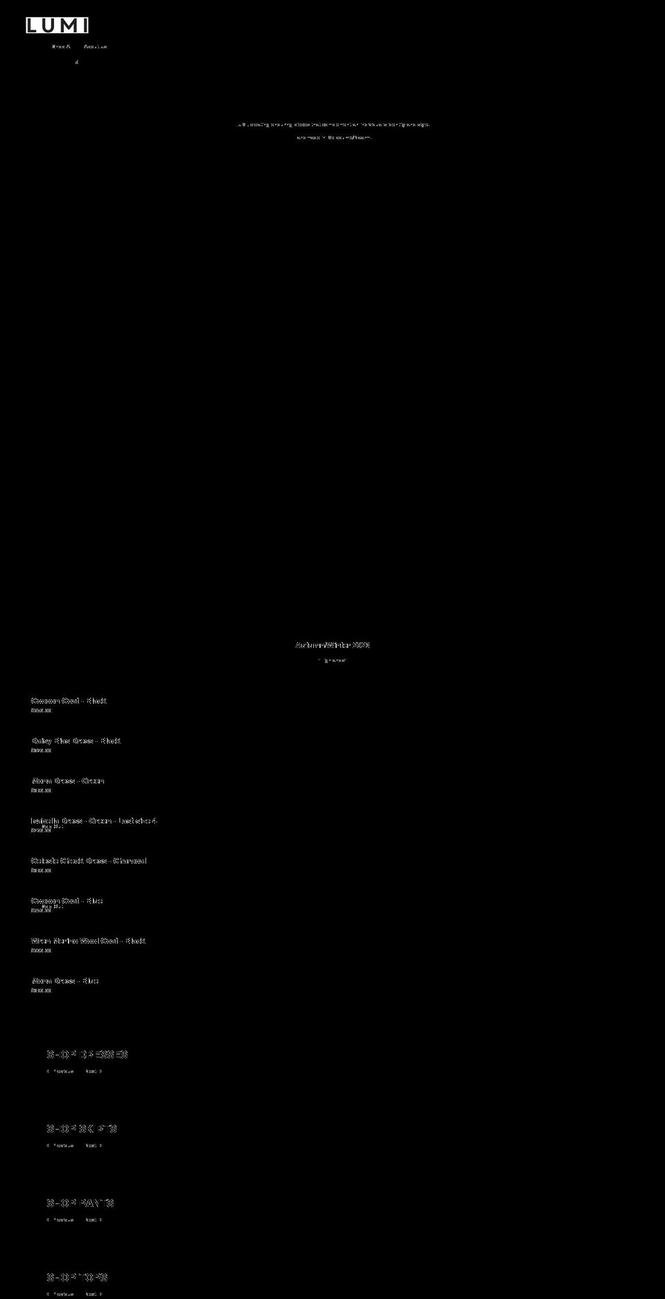 lumiclothing.com.au shopify website screenshot