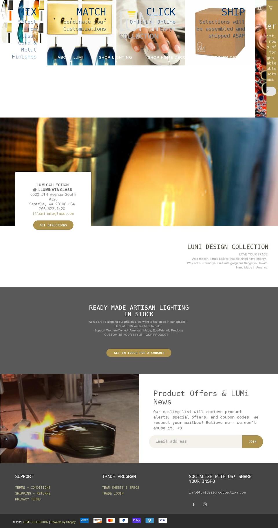 lumidesigncollection.com shopify website screenshot