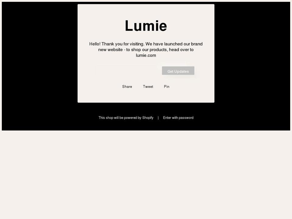 lumie.myshopify.com shopify website screenshot