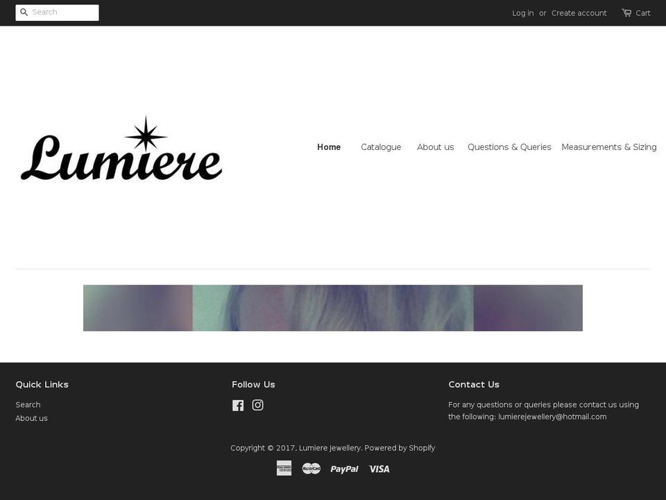 lumiere-jewellery.com shopify website screenshot