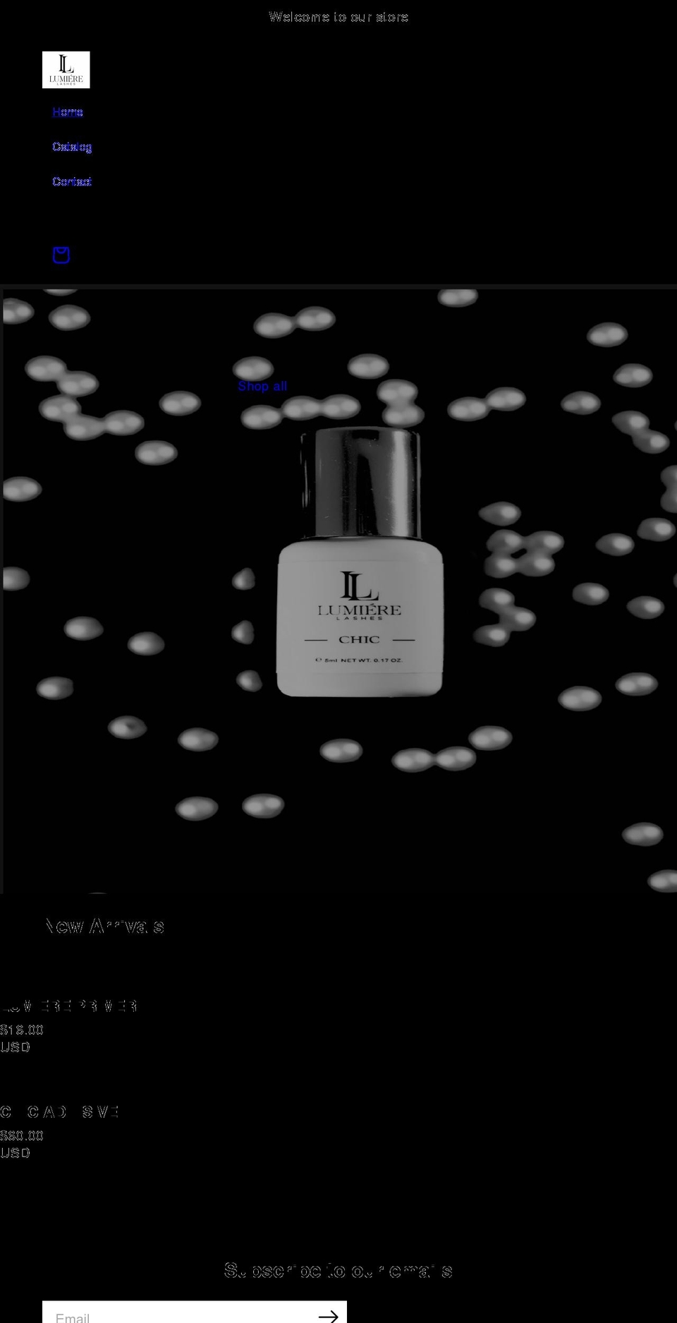 lumierelash.com shopify website screenshot