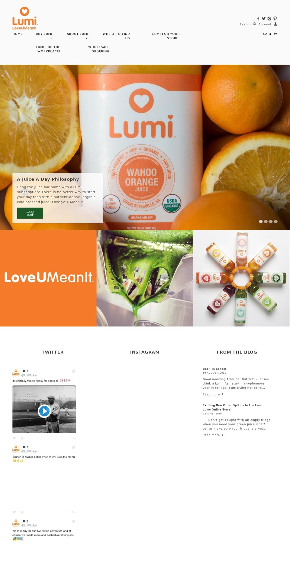 Pacific Shopify theme site example lumijuice.com
