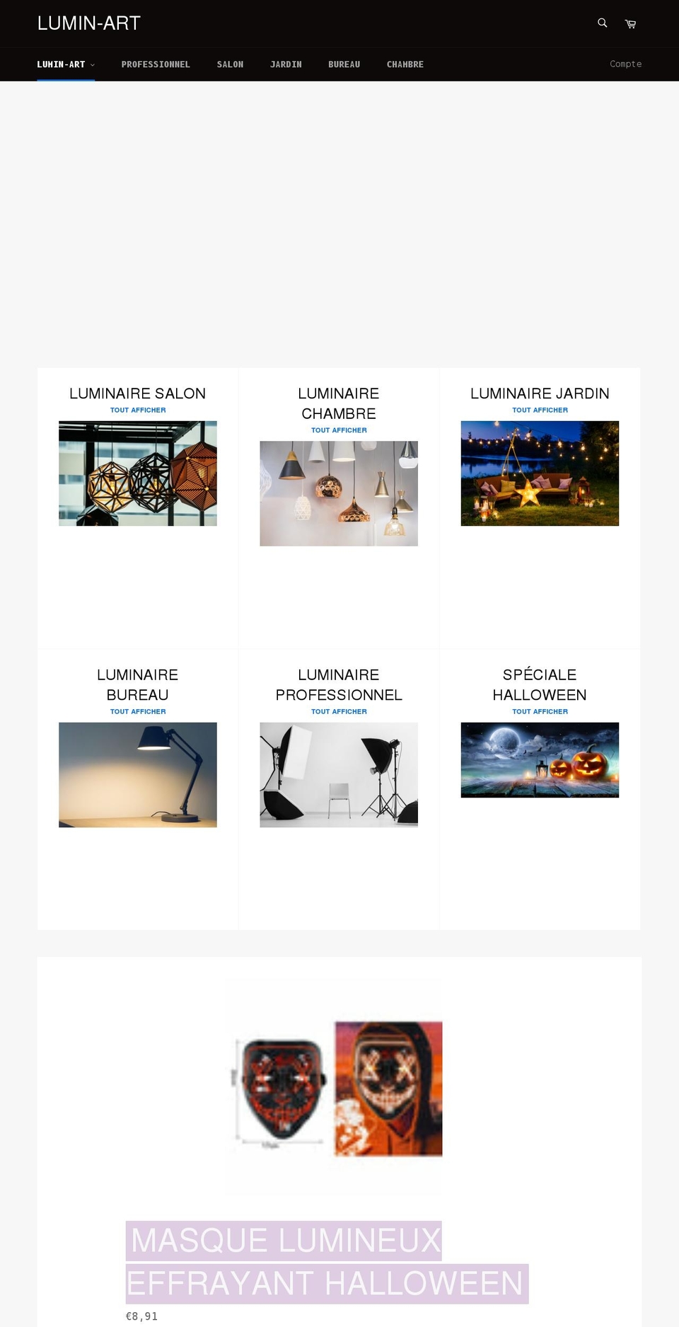 lumin-art.fr shopify website screenshot