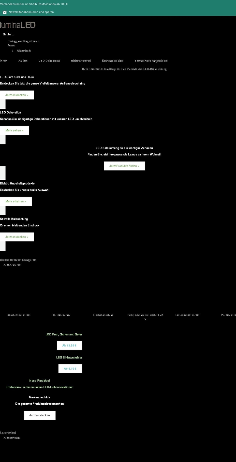 lumina-led.de shopify website screenshot