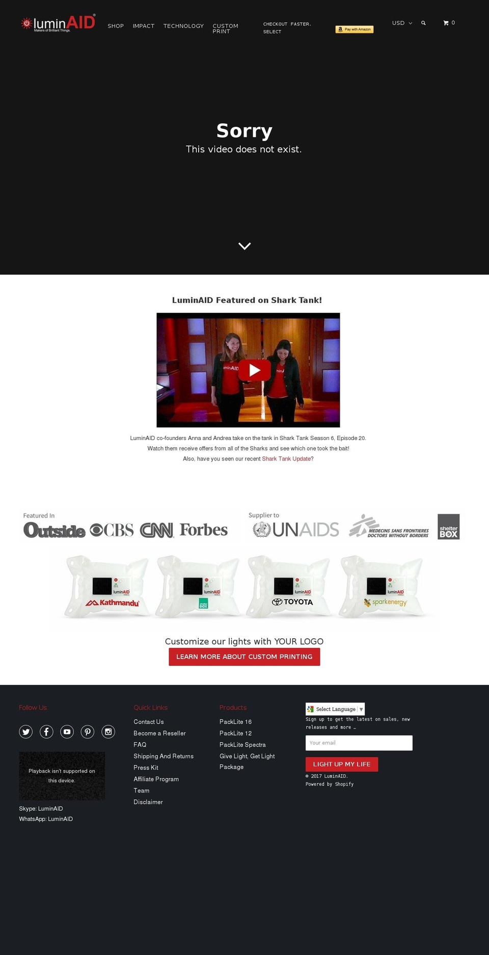 luminaidsales.com shopify website screenshot