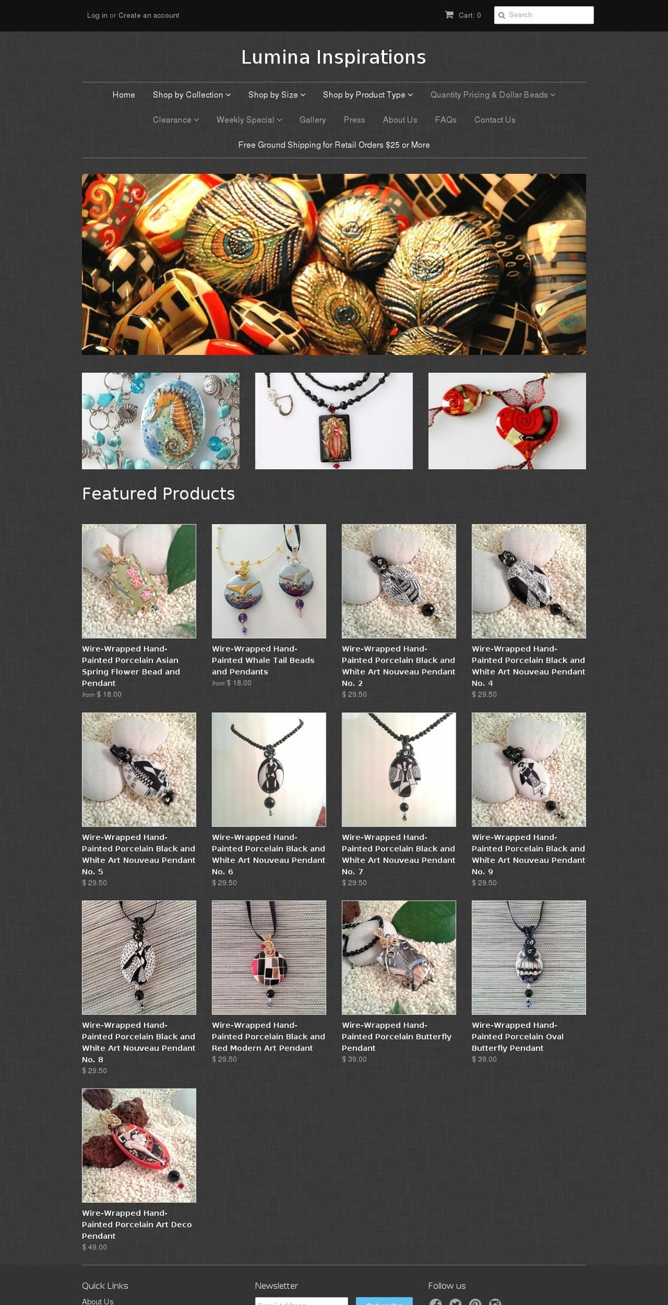 luminainspiration.com — Shopify storefront screenshot