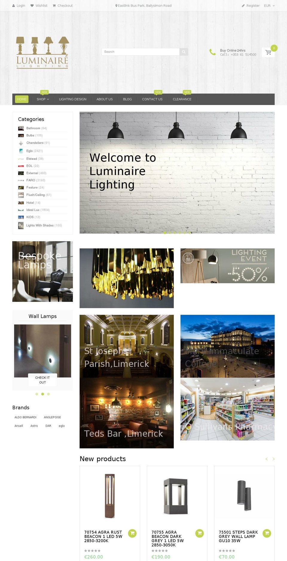 luminaire.ie shopify website screenshot