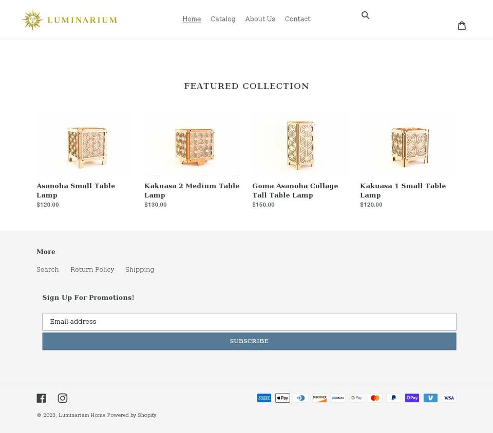 luminariumhome.com shopify website screenshot