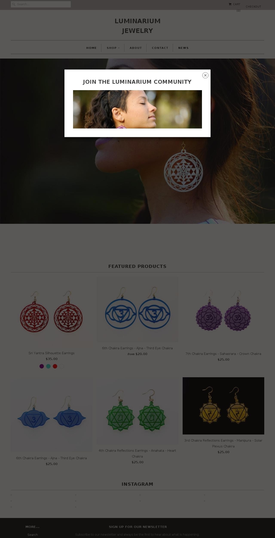 luminariumjewelry.com shopify website screenshot