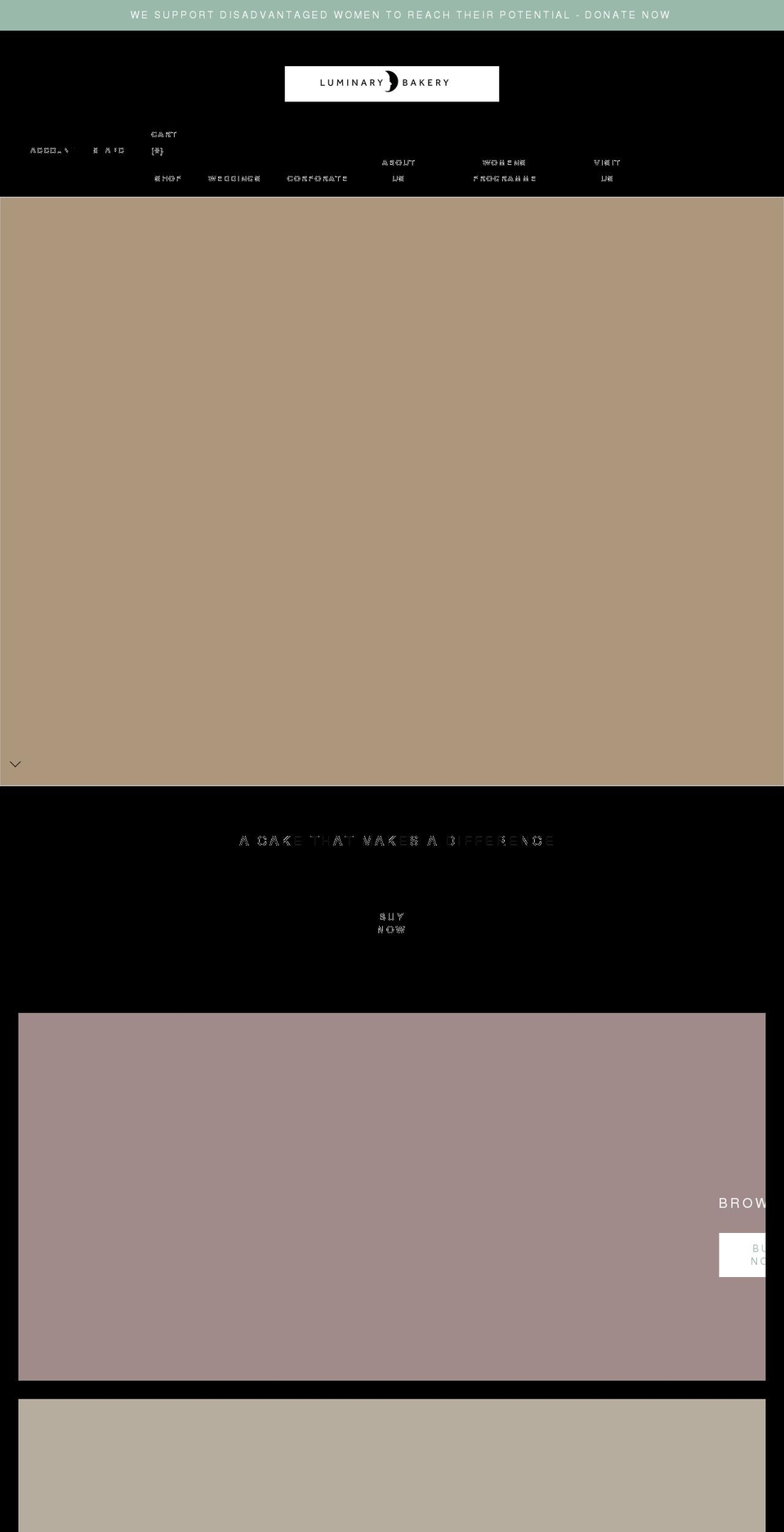 luminarybakery.com shopify website screenshot
