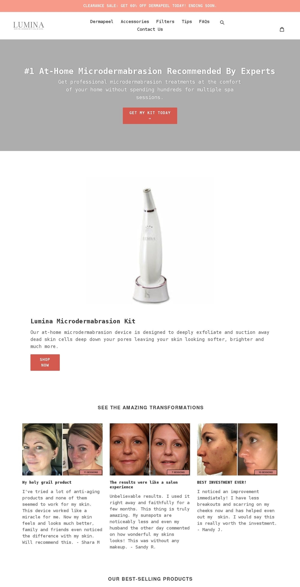 luminaskinco.com shopify website screenshot